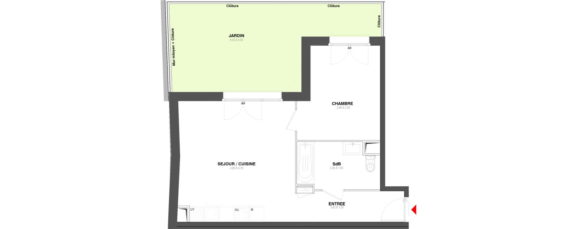 Appartement T2 de 45,24 m2 &agrave; Ozoir-La-Ferri&egrave;re Centre