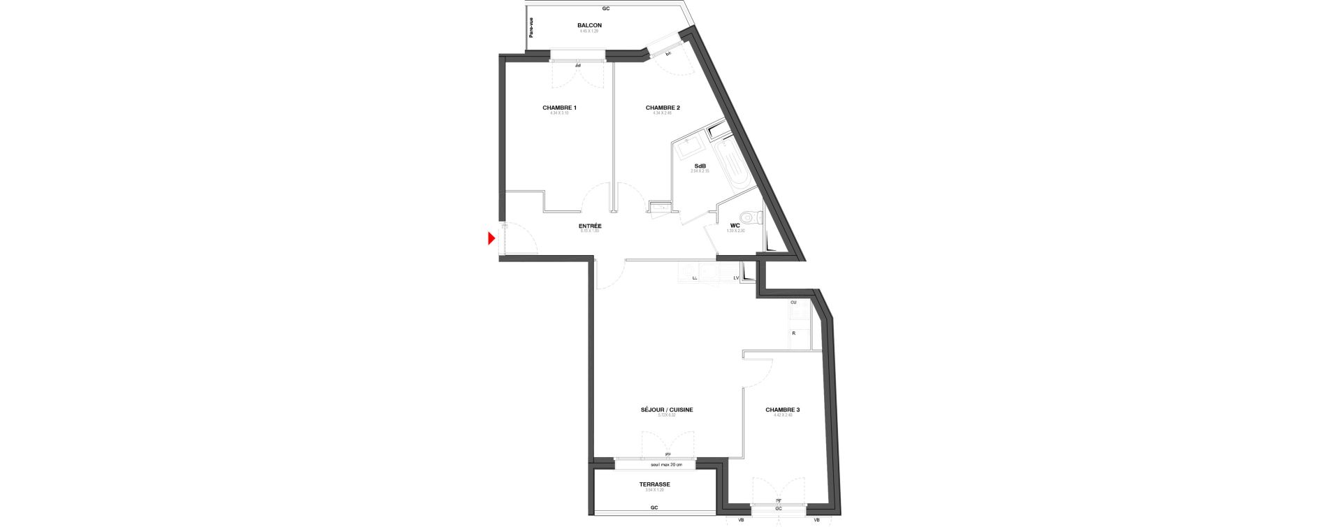 Appartement T4 de 77,15 m2 &agrave; Ozoir-La-Ferri&egrave;re Centre