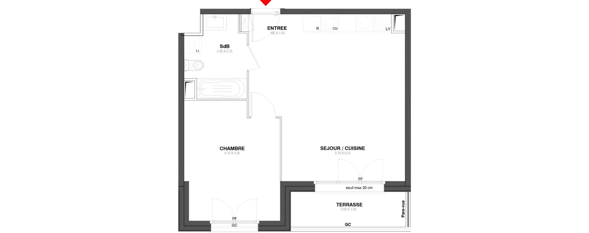 Appartement T2 de 45,35 m2 &agrave; Ozoir-La-Ferri&egrave;re Centre