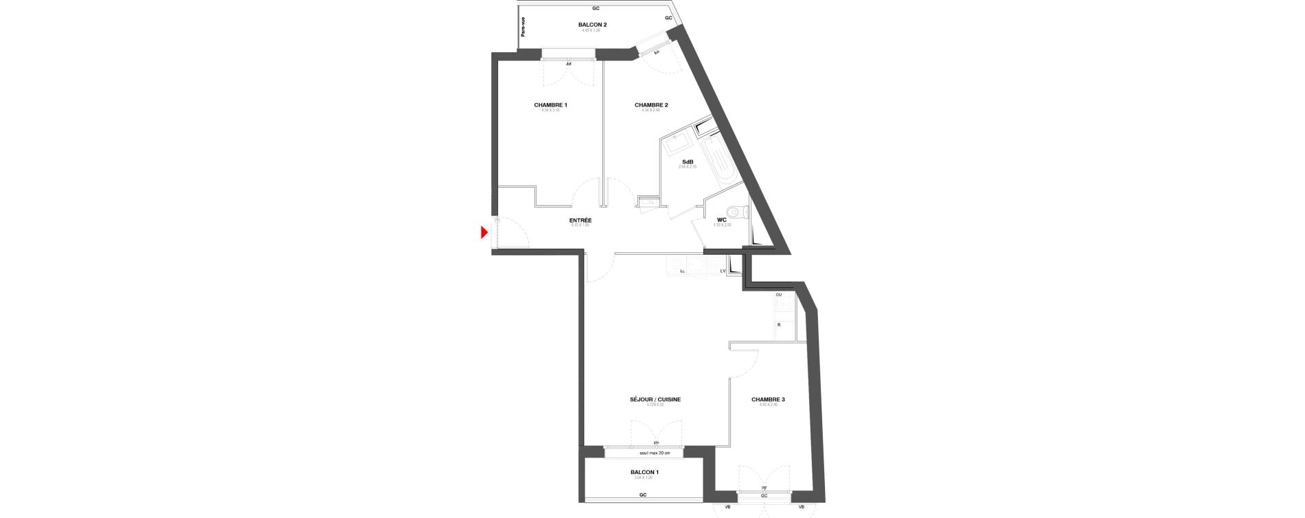 Appartement T4 de 77,15 m2 &agrave; Ozoir-La-Ferri&egrave;re Centre