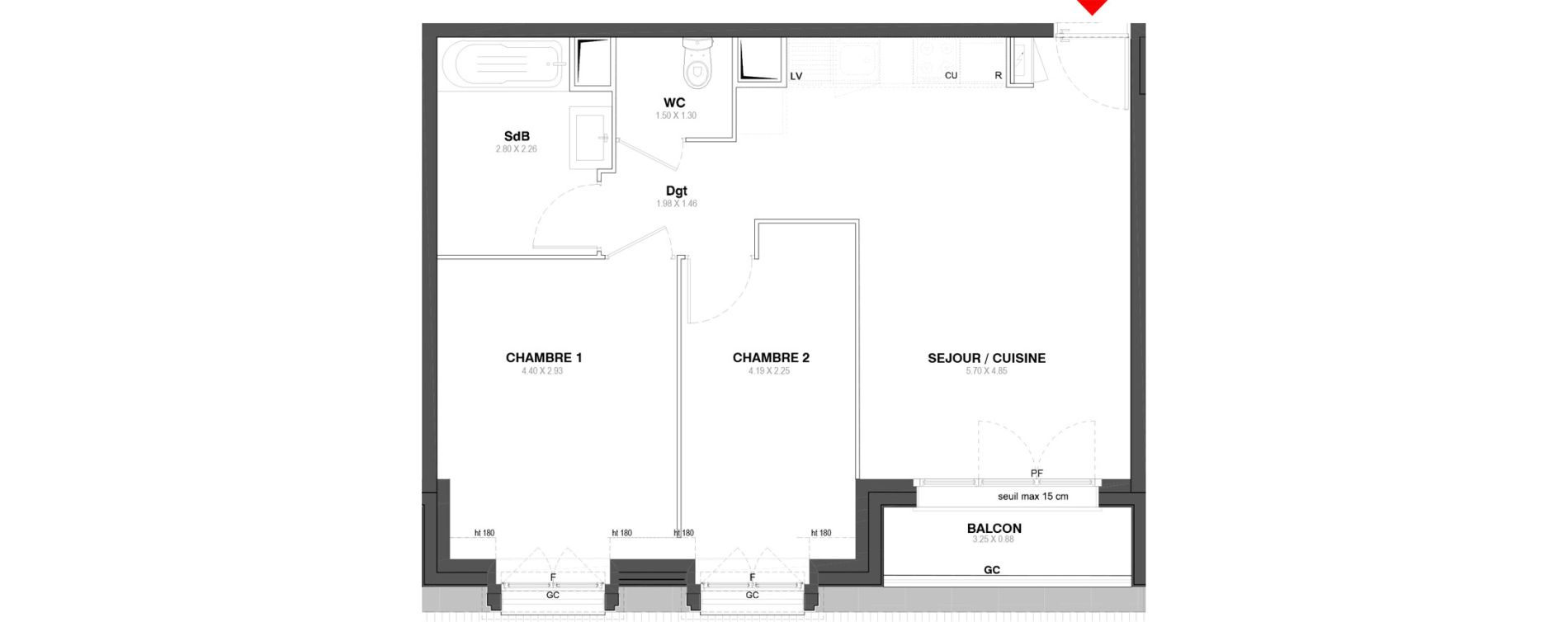 Appartement T3 de 54,75 m2 &agrave; Ozoir-La-Ferri&egrave;re Centre