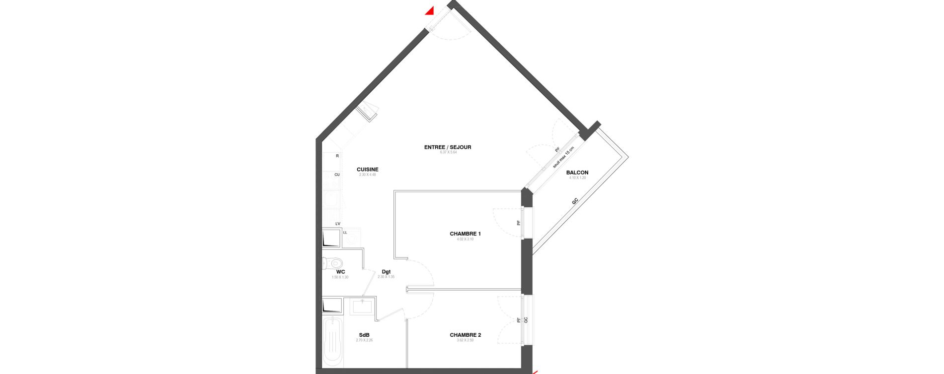 Appartement T3 de 63,81 m2 &agrave; Ozoir-La-Ferri&egrave;re Centre