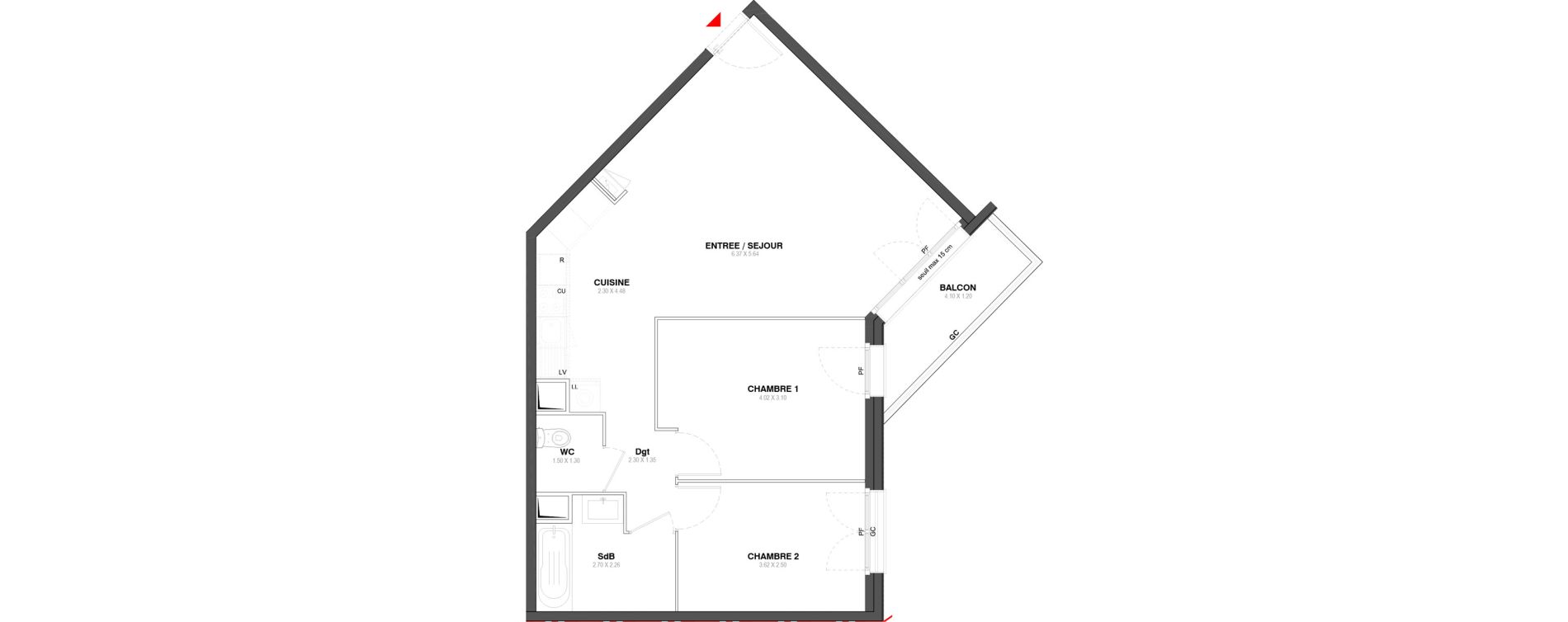 Appartement T3 de 63,81 m2 &agrave; Ozoir-La-Ferri&egrave;re Centre