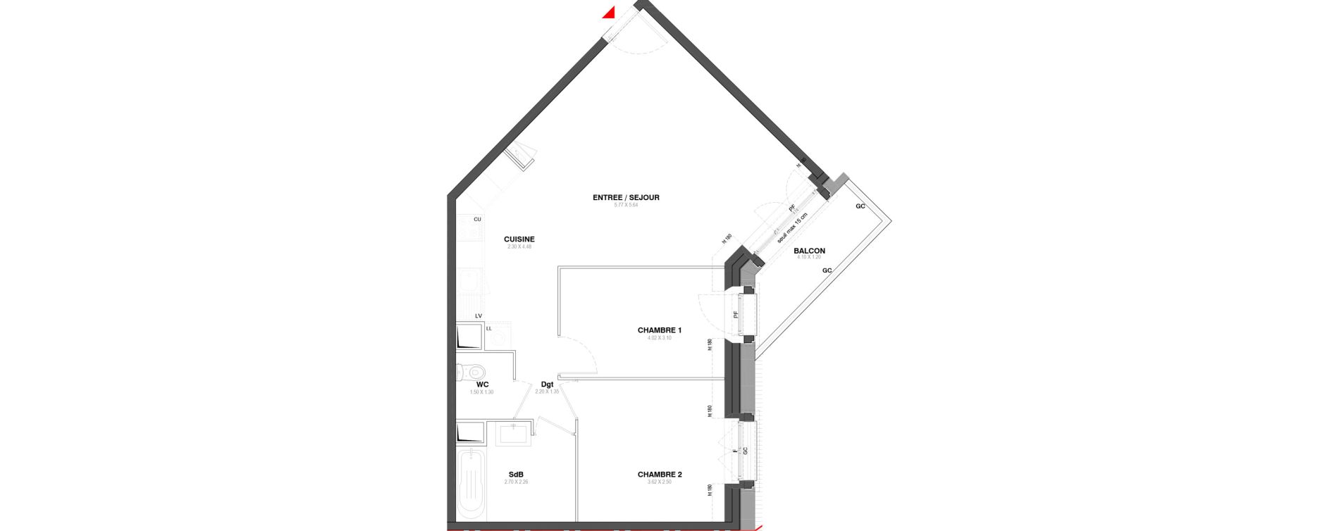 Appartement T3 de 61,53 m2 &agrave; Ozoir-La-Ferri&egrave;re Centre