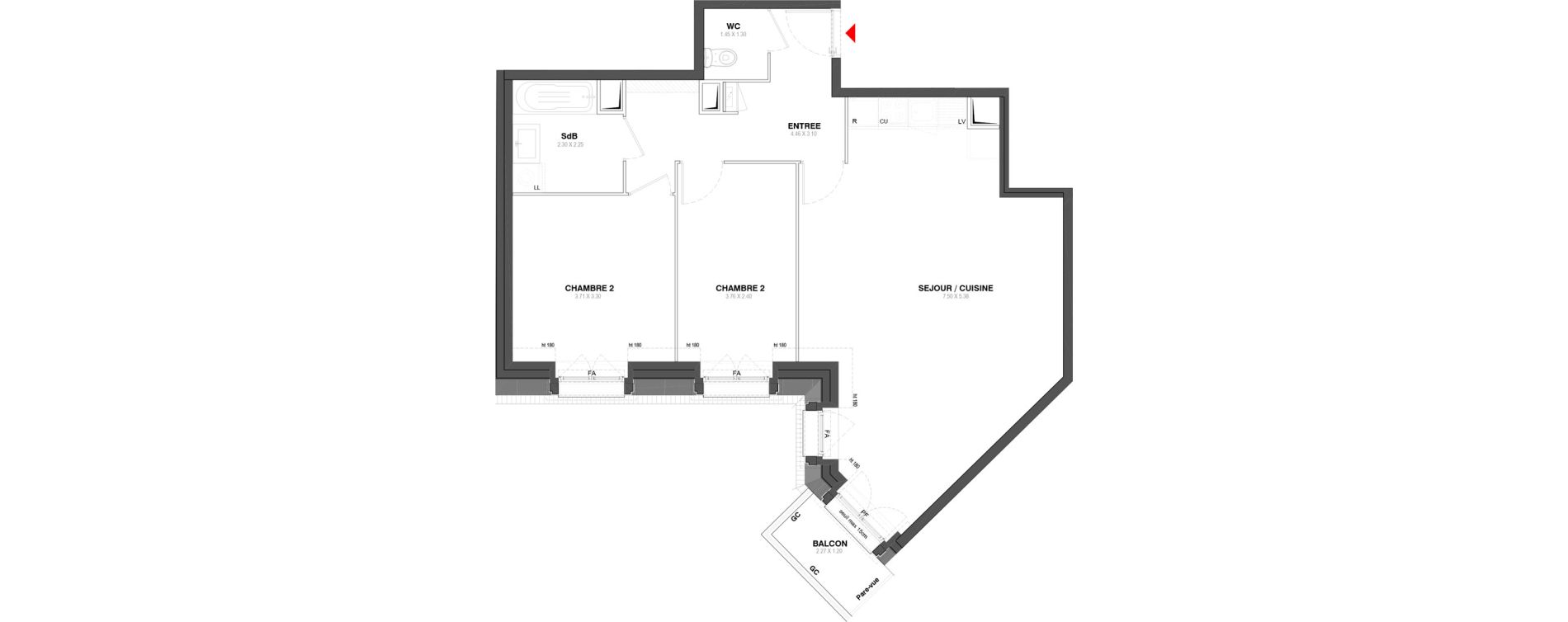 Appartement T3 de 71,78 m2 &agrave; Ozoir-La-Ferri&egrave;re Centre