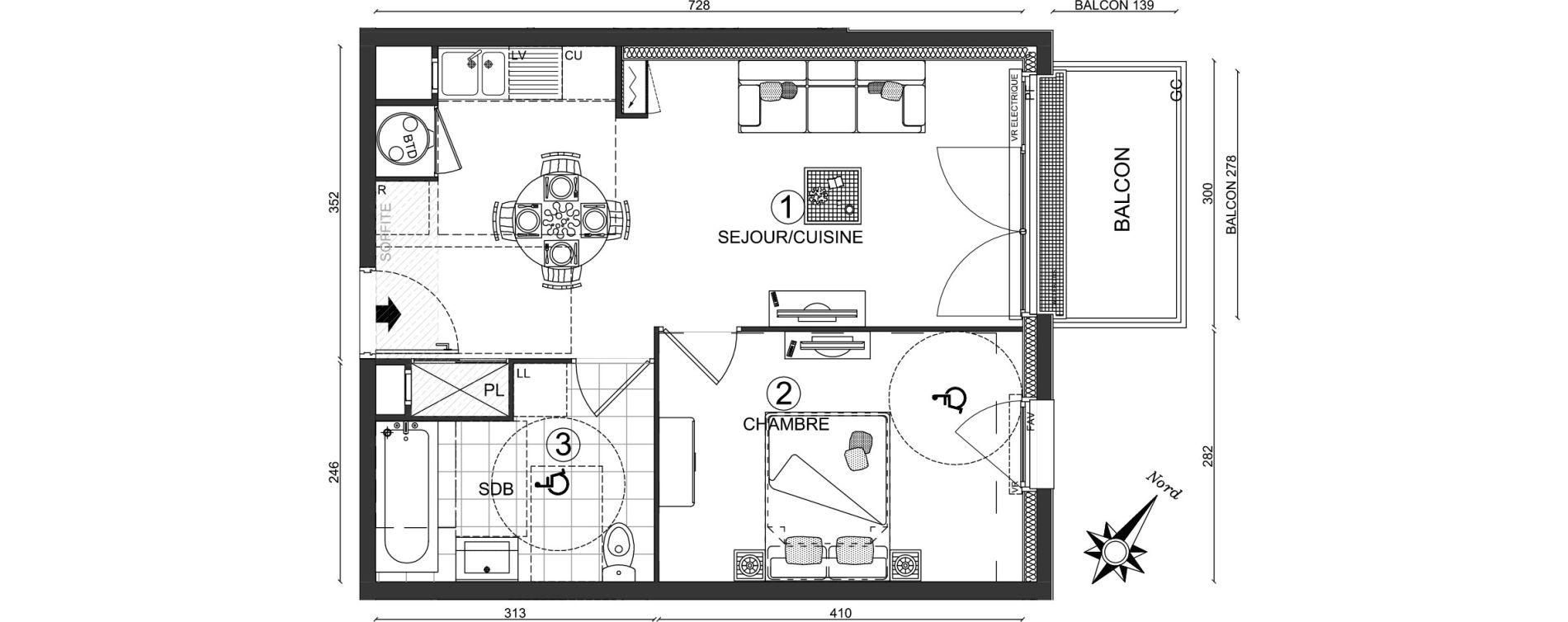 Appartement T2 de 41,60 m2 &agrave; Ozoir-La-Ferri&egrave;re Centre