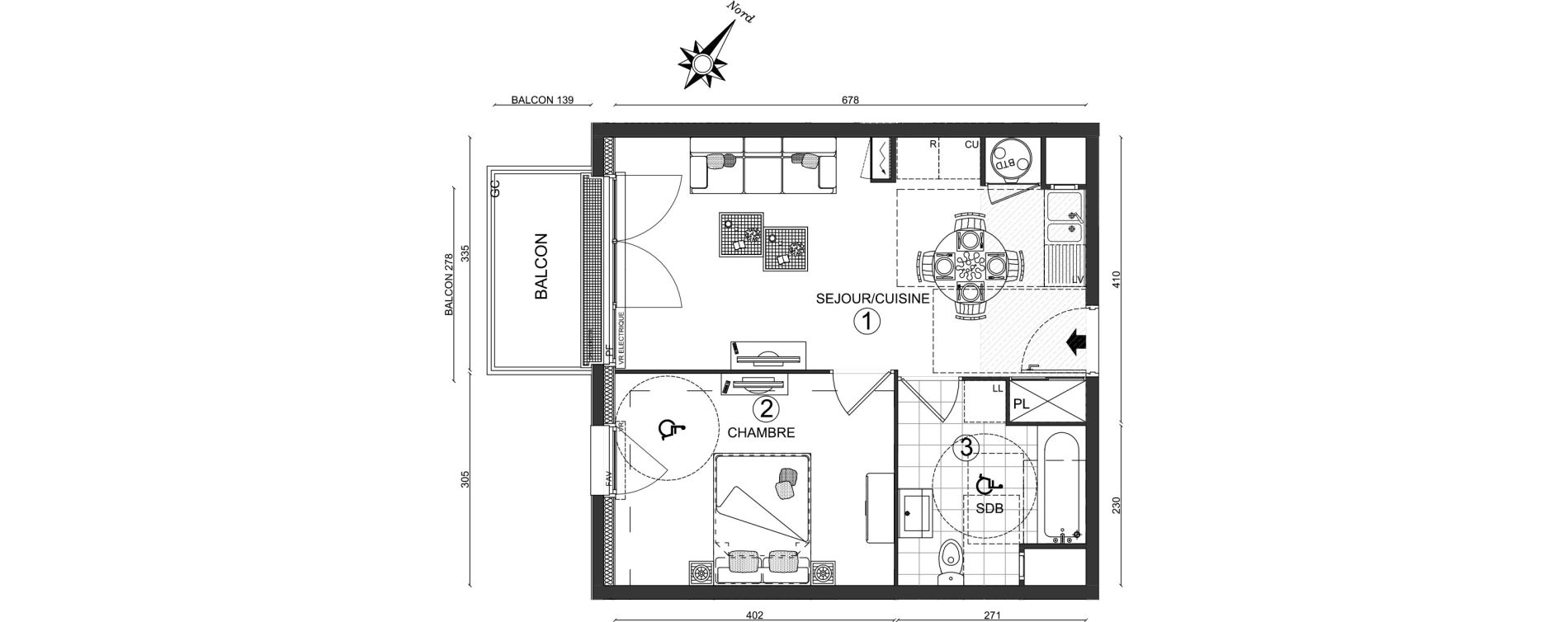 Appartement T2 de 41,80 m2 &agrave; Ozoir-La-Ferri&egrave;re Centre