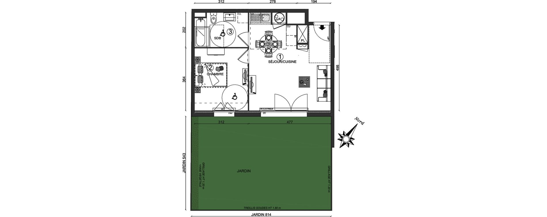 Appartement T2 de 42,35 m2 &agrave; Ozoir-La-Ferri&egrave;re Centre