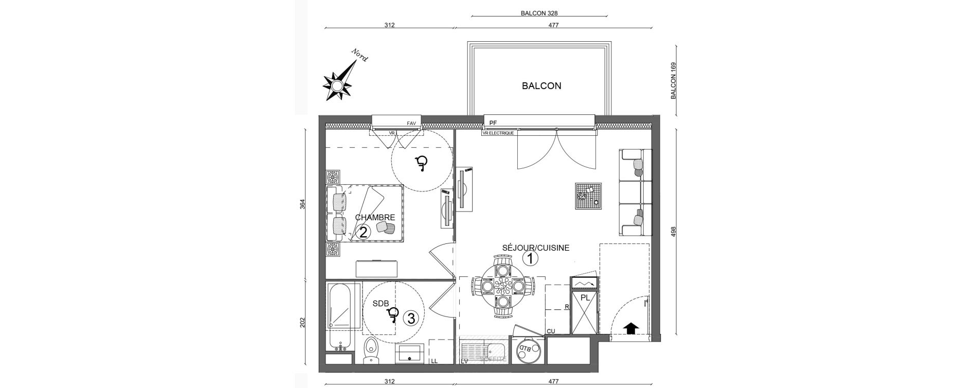 Appartement T2 de 42,35 m2 &agrave; Ozoir-La-Ferri&egrave;re Centre