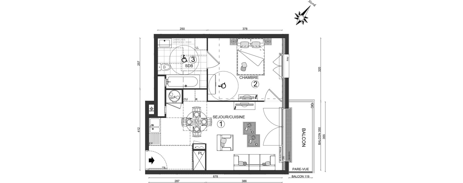 Appartement T2 de 42,20 m2 &agrave; Ozoir-La-Ferri&egrave;re Centre