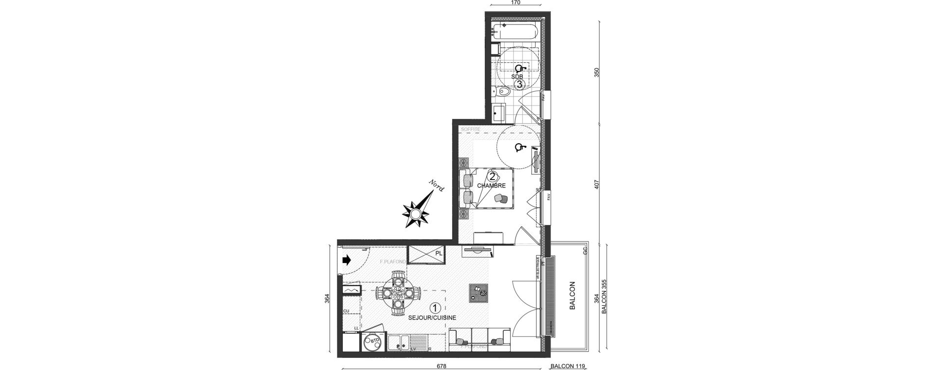 Appartement T2 de 41,10 m2 &agrave; Ozoir-La-Ferri&egrave;re Centre