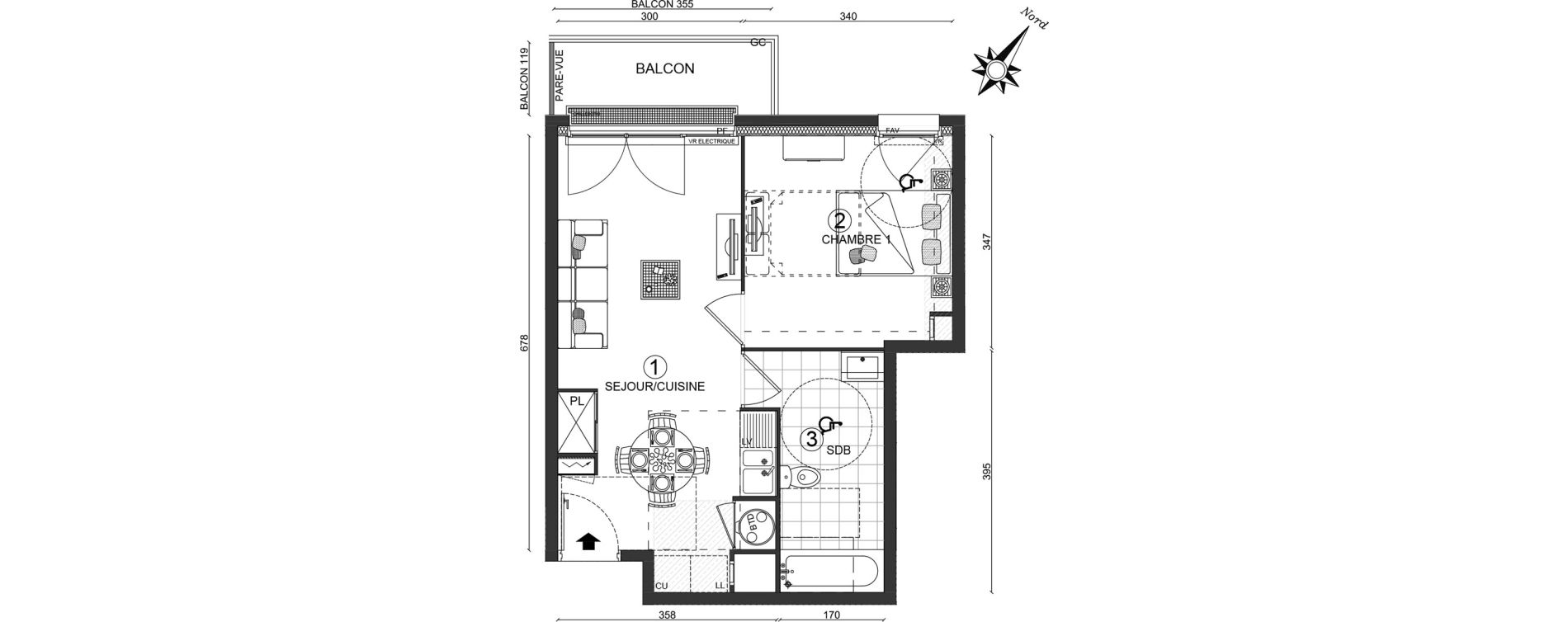 Appartement T2 de 40,90 m2 &agrave; Ozoir-La-Ferri&egrave;re Centre