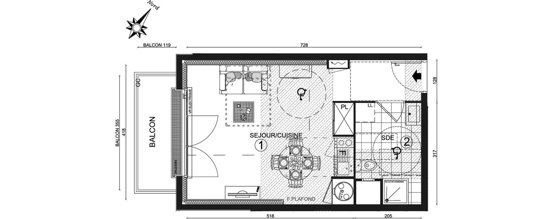 Appartement T1 de 30,25 m2 &agrave; Ozoir-La-Ferri&egrave;re Centre