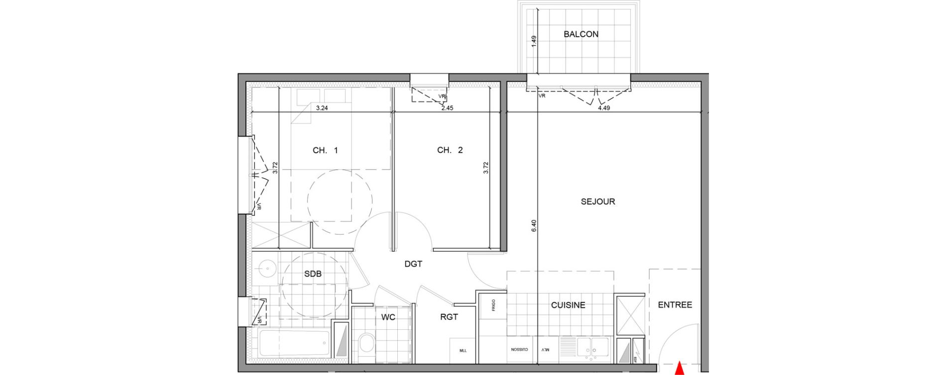 Appartement T3 de 63,30 m2 &agrave; Ozoir-La-Ferri&egrave;re Gare - br&egrave;che aux loups