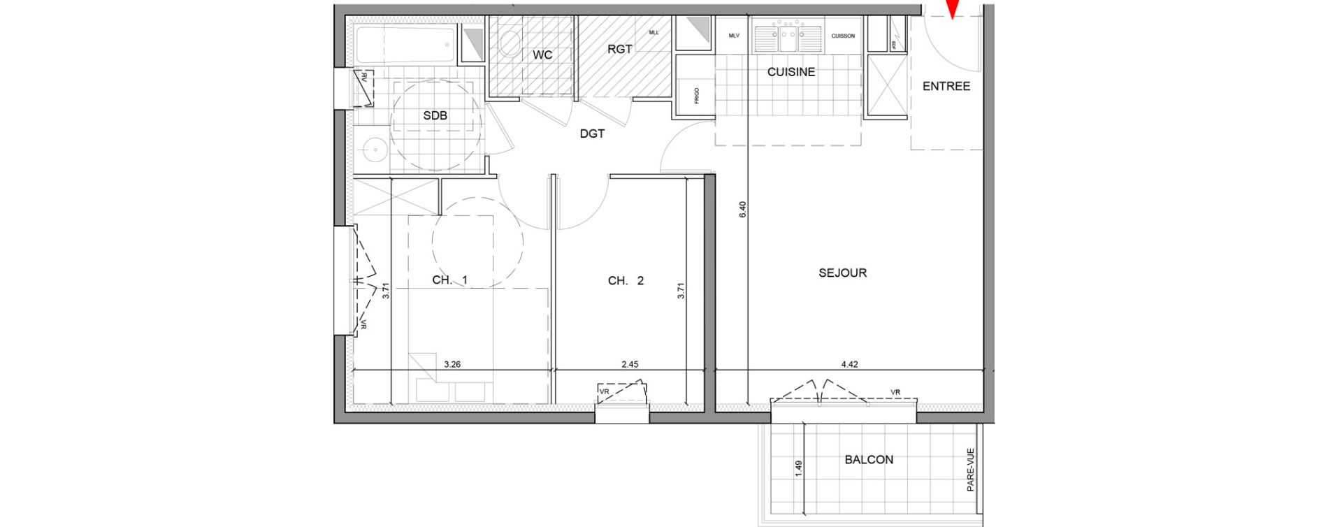 Appartement T3 de 62,70 m2 &agrave; Ozoir-La-Ferri&egrave;re Gare - br&egrave;che aux loups