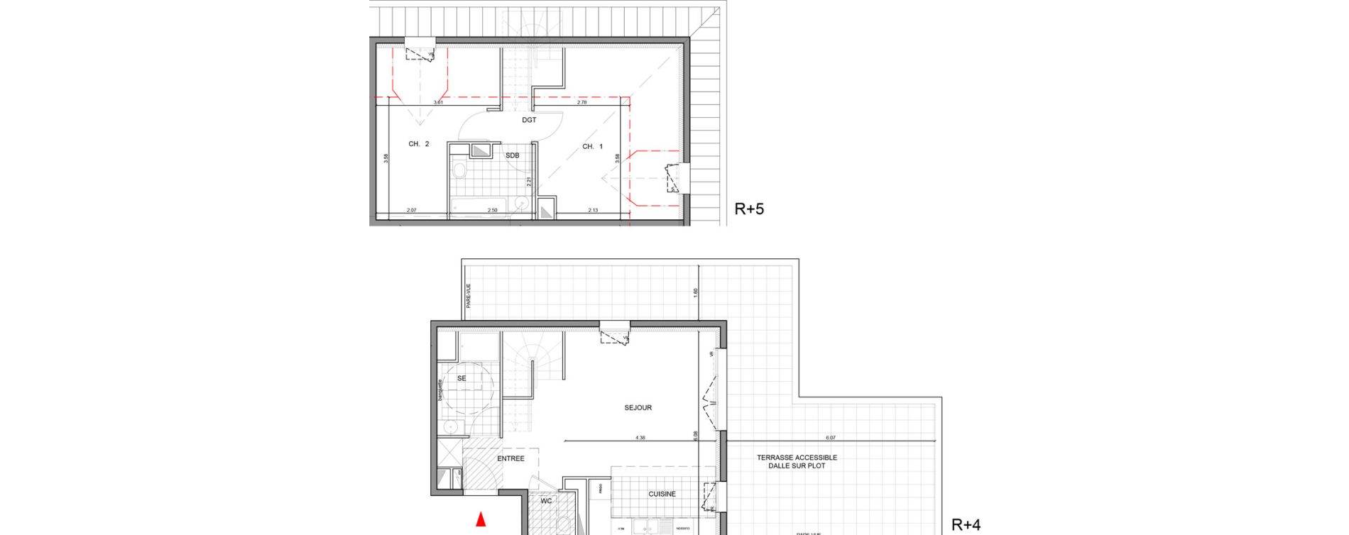 Duplex T3 de 69,02 m2 &agrave; Ozoir-La-Ferri&egrave;re Gare - br&egrave;che aux loups