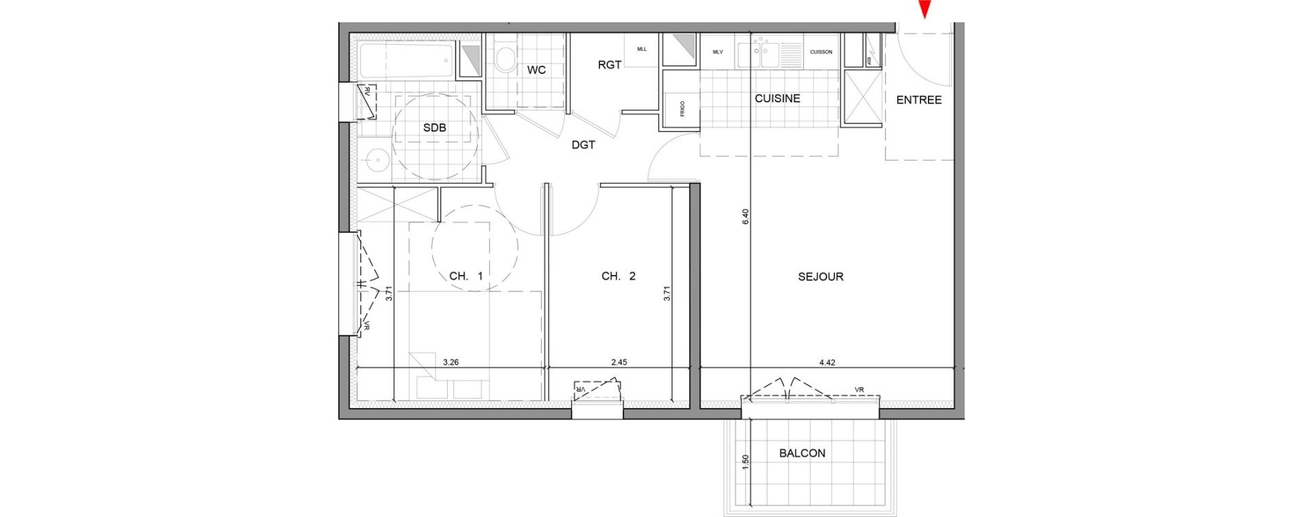 Appartement T3 de 62,70 m2 &agrave; Ozoir-La-Ferri&egrave;re Gare - br&egrave;che aux loups