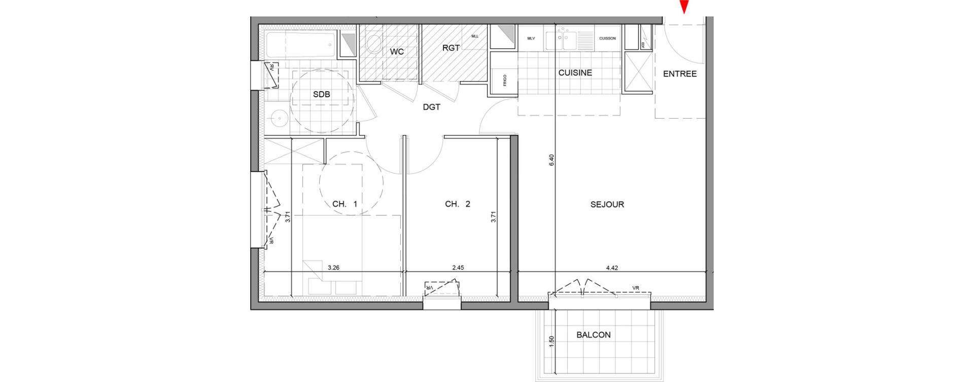 Appartement T3 de 62,70 m2 &agrave; Ozoir-La-Ferri&egrave;re Gare - br&egrave;che aux loups