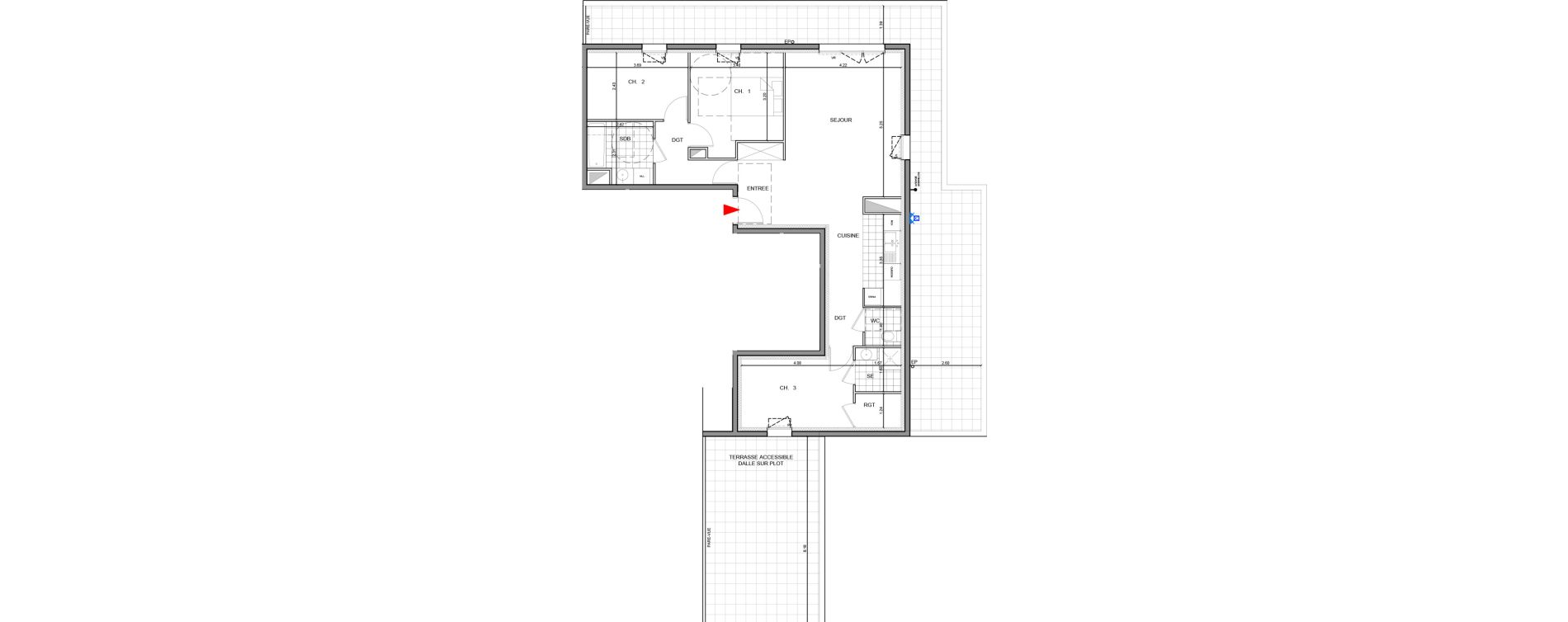 Appartement T4 de 87,55 m2 &agrave; Ozoir-La-Ferri&egrave;re Gare - br&egrave;che aux loups