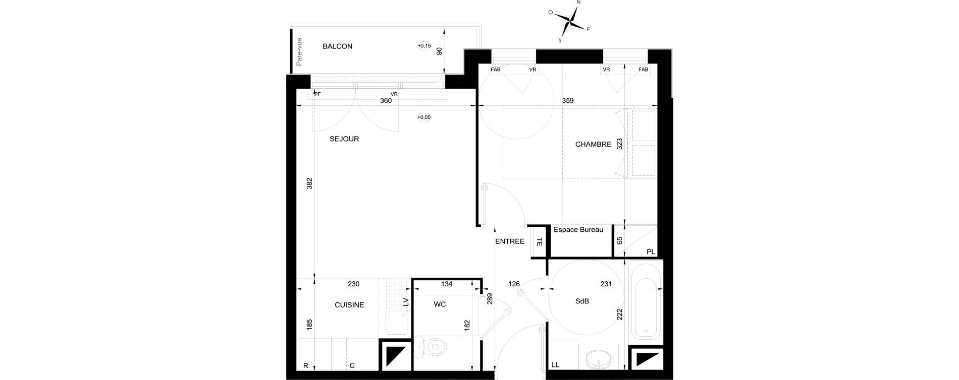 Appartement T2 de 41,30 m2 &agrave; Ozoir-La-Ferri&egrave;re Gare - br&egrave;che aux loups