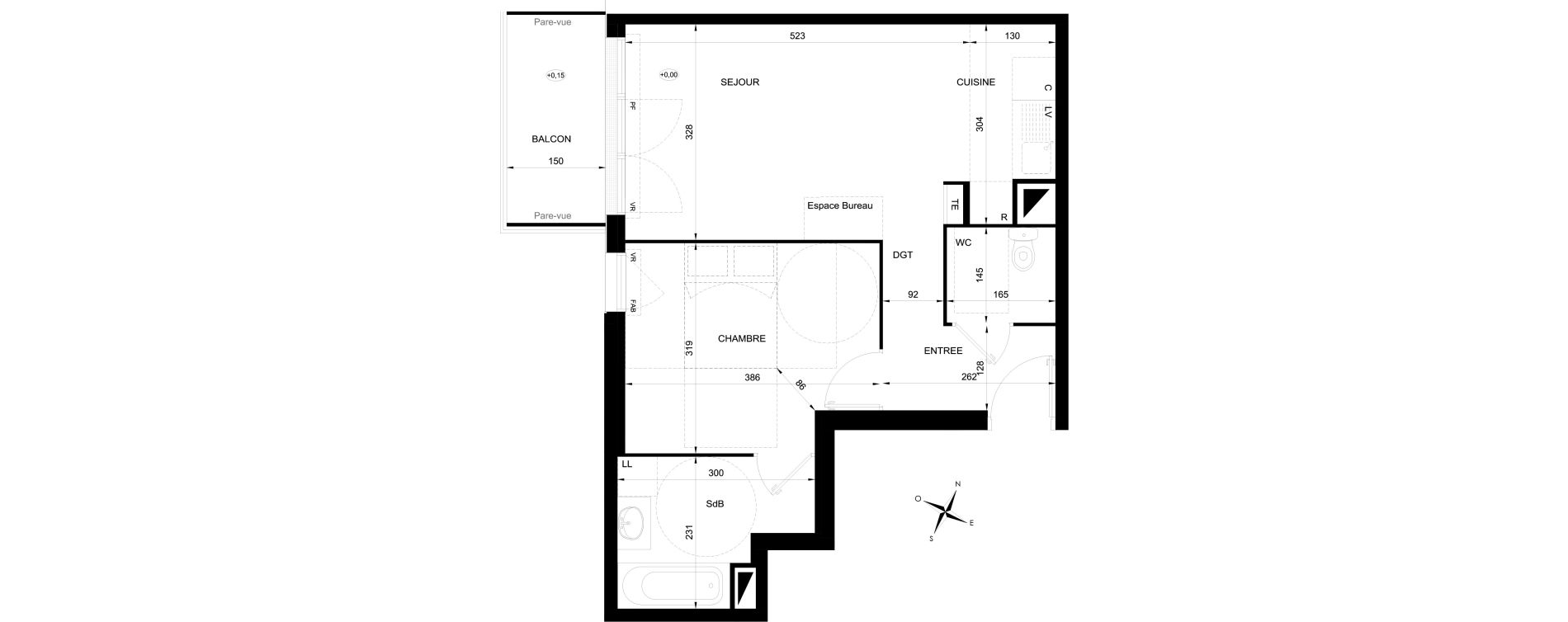 Appartement T2 de 44,62 m2 &agrave; Ozoir-La-Ferri&egrave;re Gare - br&egrave;che aux loups
