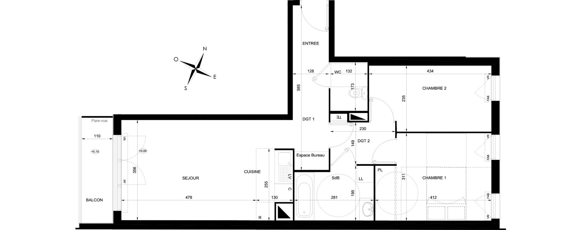 Appartement T3 de 61,27 m2 &agrave; Ozoir-La-Ferri&egrave;re Gare - br&egrave;che aux loups