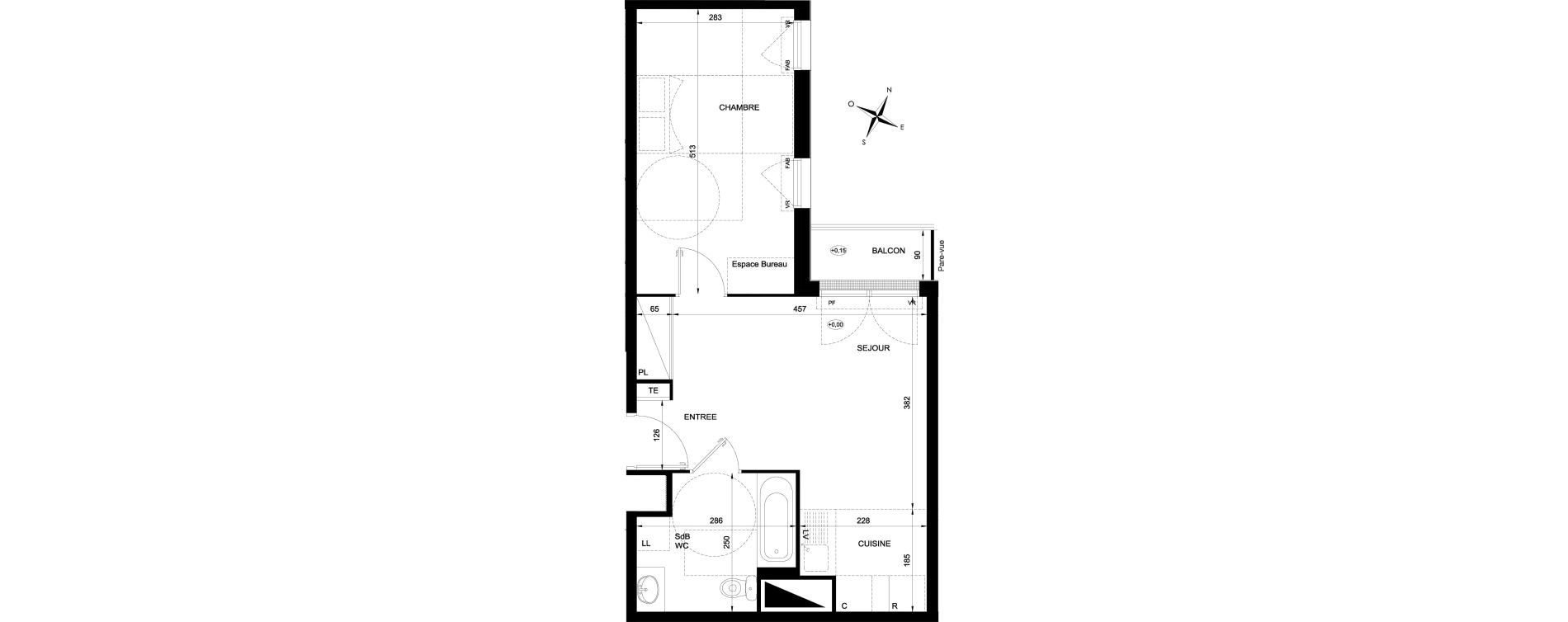 Appartement T2 de 42,04 m2 &agrave; Ozoir-La-Ferri&egrave;re Gare - br&egrave;che aux loups