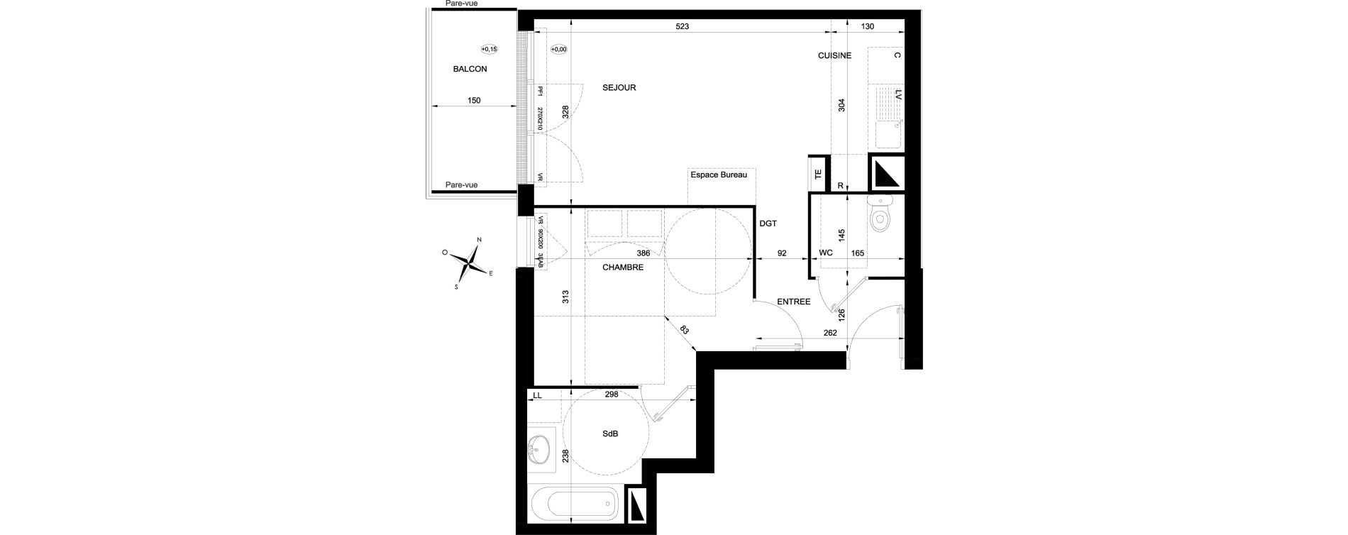 Appartement T2 de 44,54 m2 &agrave; Ozoir-La-Ferri&egrave;re Gare - br&egrave;che aux loups