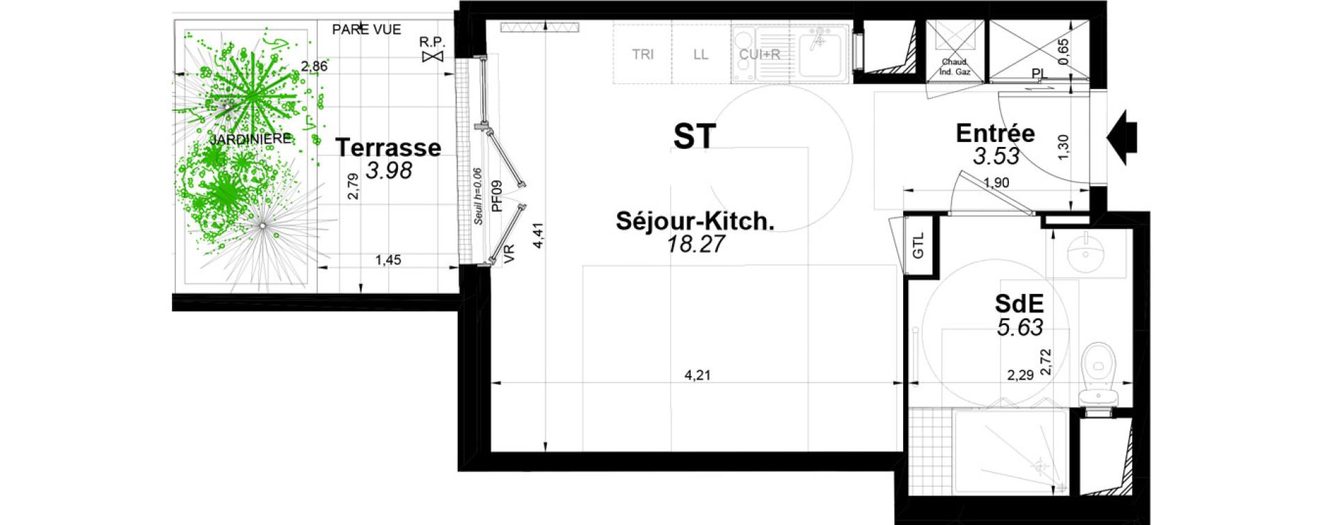 Appartement T1 de 27,43 m2 &agrave; Pomponne Centre