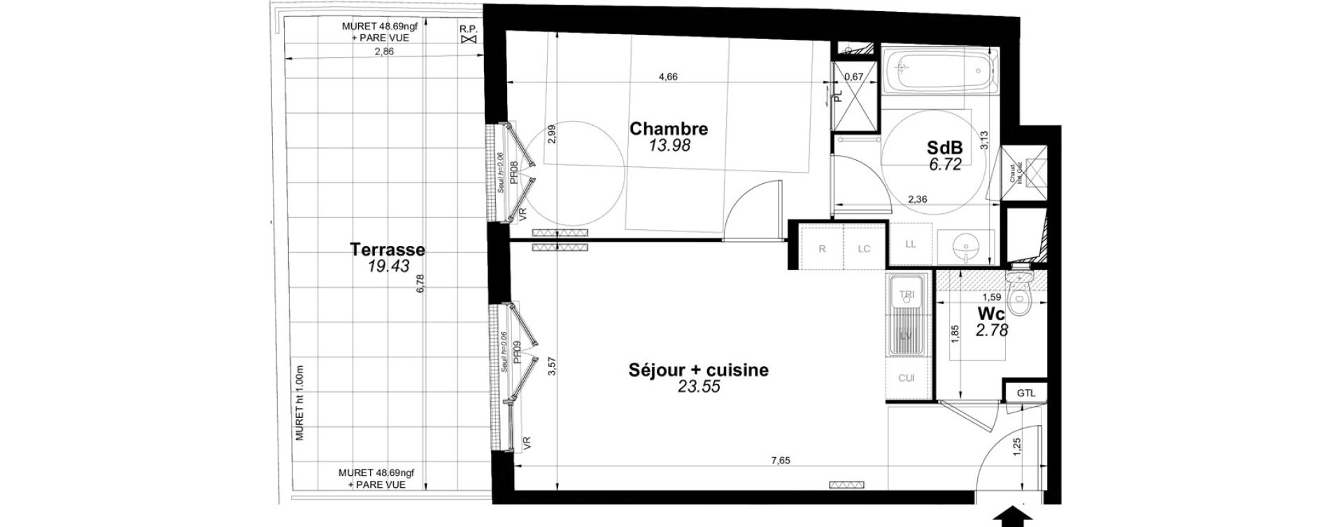 Appartement T2 de 47,03 m2 &agrave; Pomponne Centre