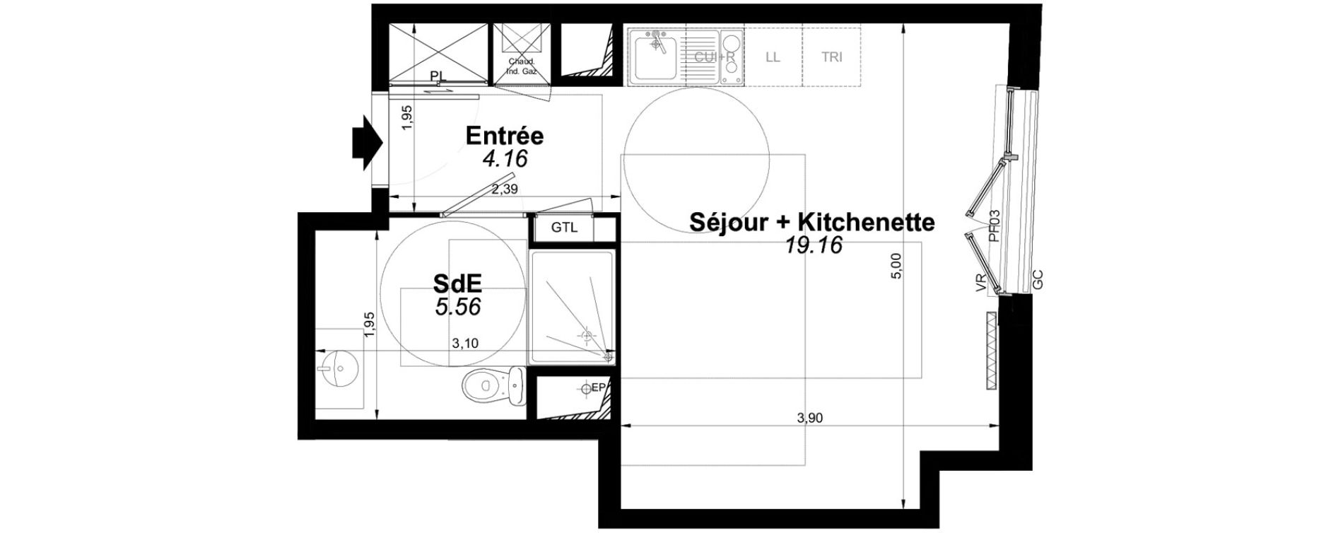 Appartement T1 de 28,88 m2 &agrave; Pomponne Centre
