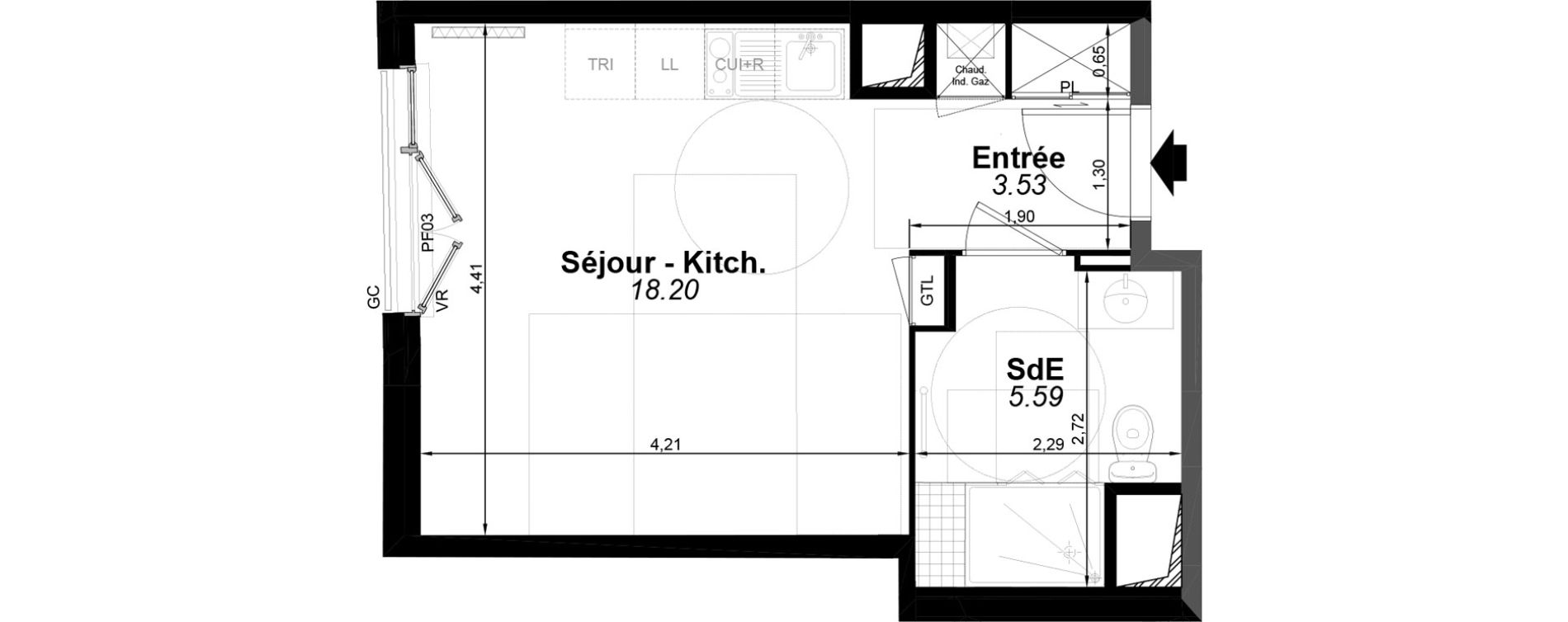 Appartement T1 de 27,32 m2 &agrave; Pomponne Centre
