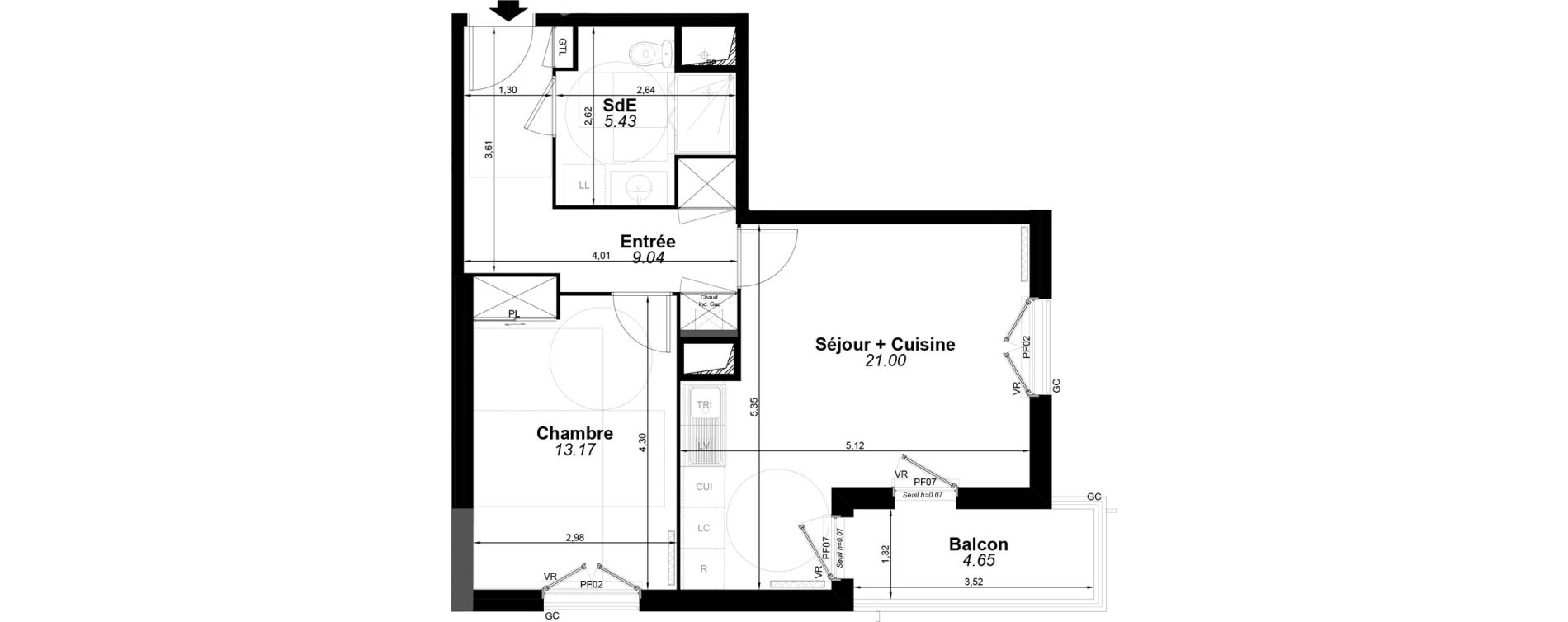 Appartement T2 de 48,64 m2 &agrave; Pomponne Centre