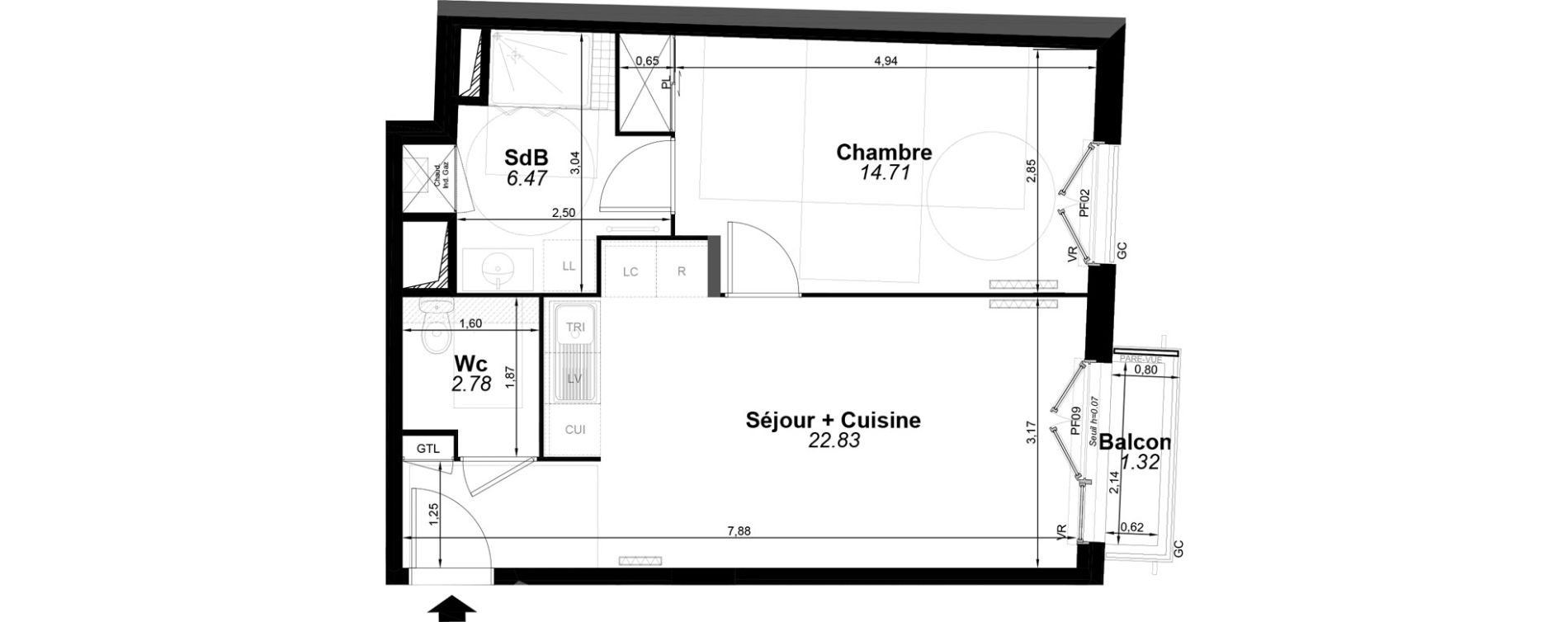 Appartement T2 de 46,79 m2 &agrave; Pomponne Centre