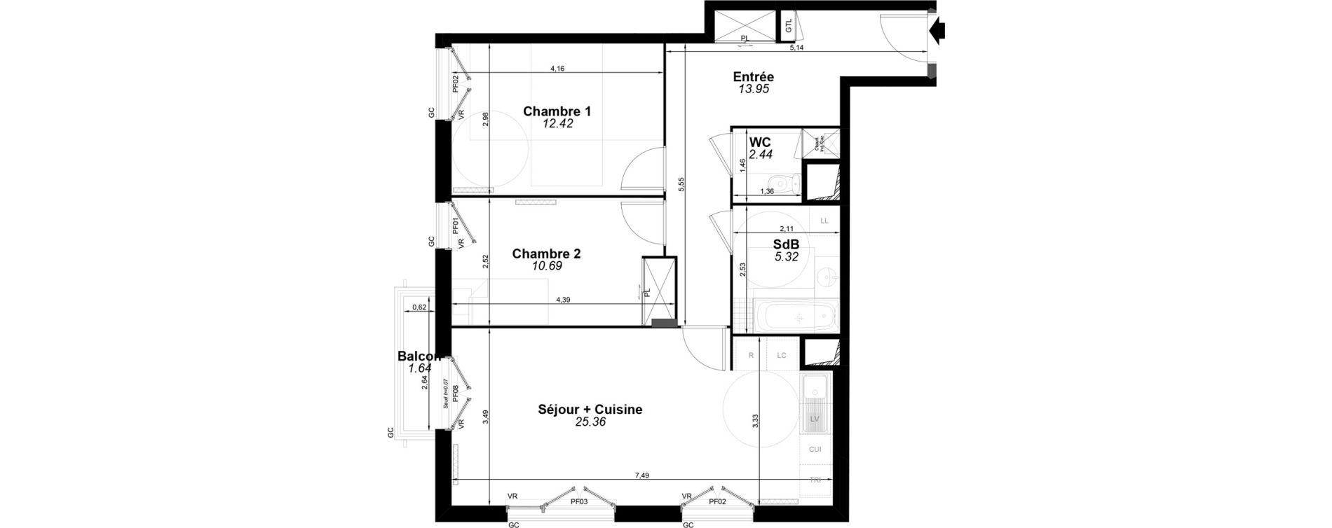 Appartement T2 de 70,18 m2 &agrave; Pomponne Centre