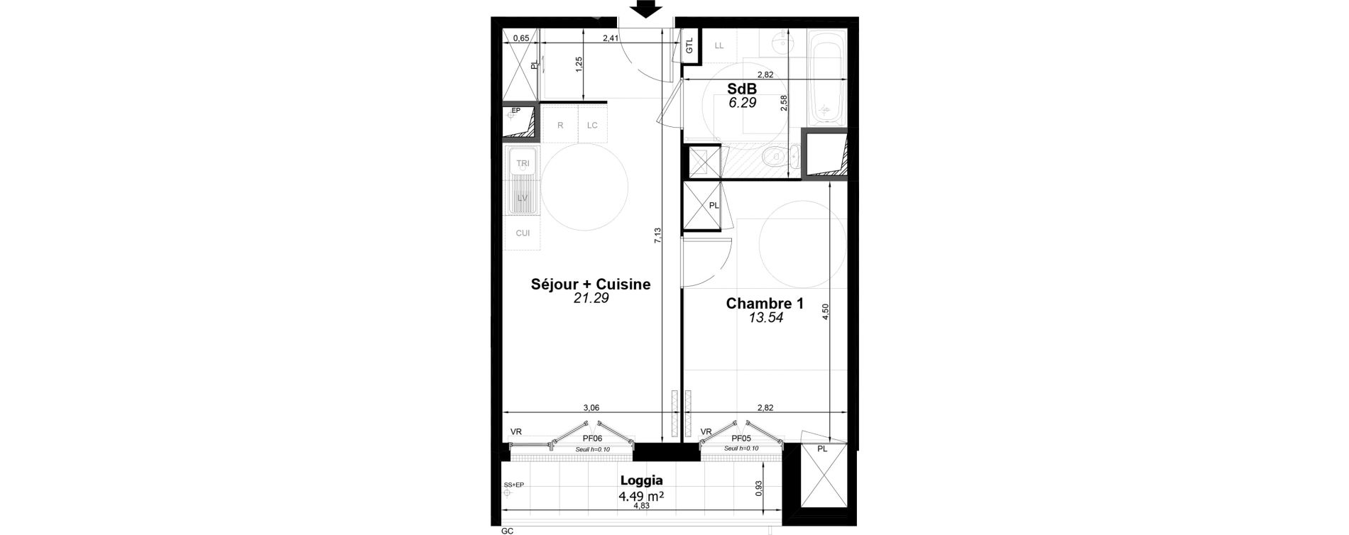 Appartement T2 de 41,12 m2 &agrave; Pomponne Centre