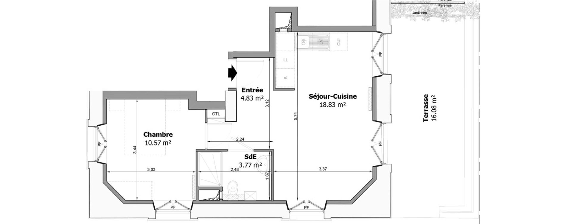 Appartement T2 de 38,00 m2 &agrave; Pomponne Centre