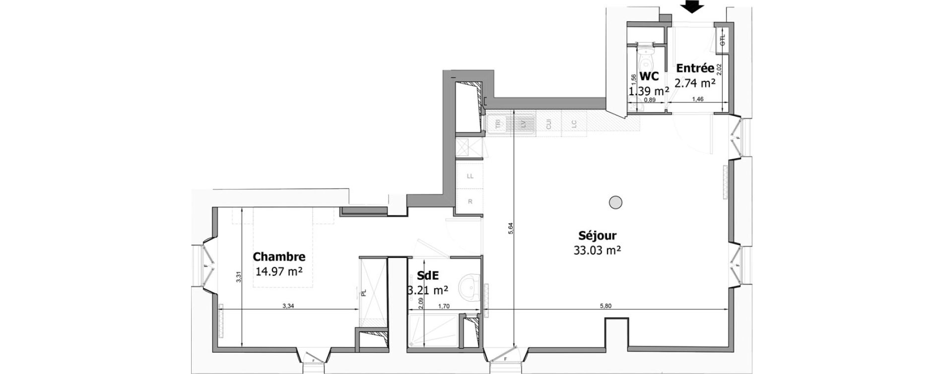 Appartement T2 de 55,34 m2 &agrave; Pomponne Centre