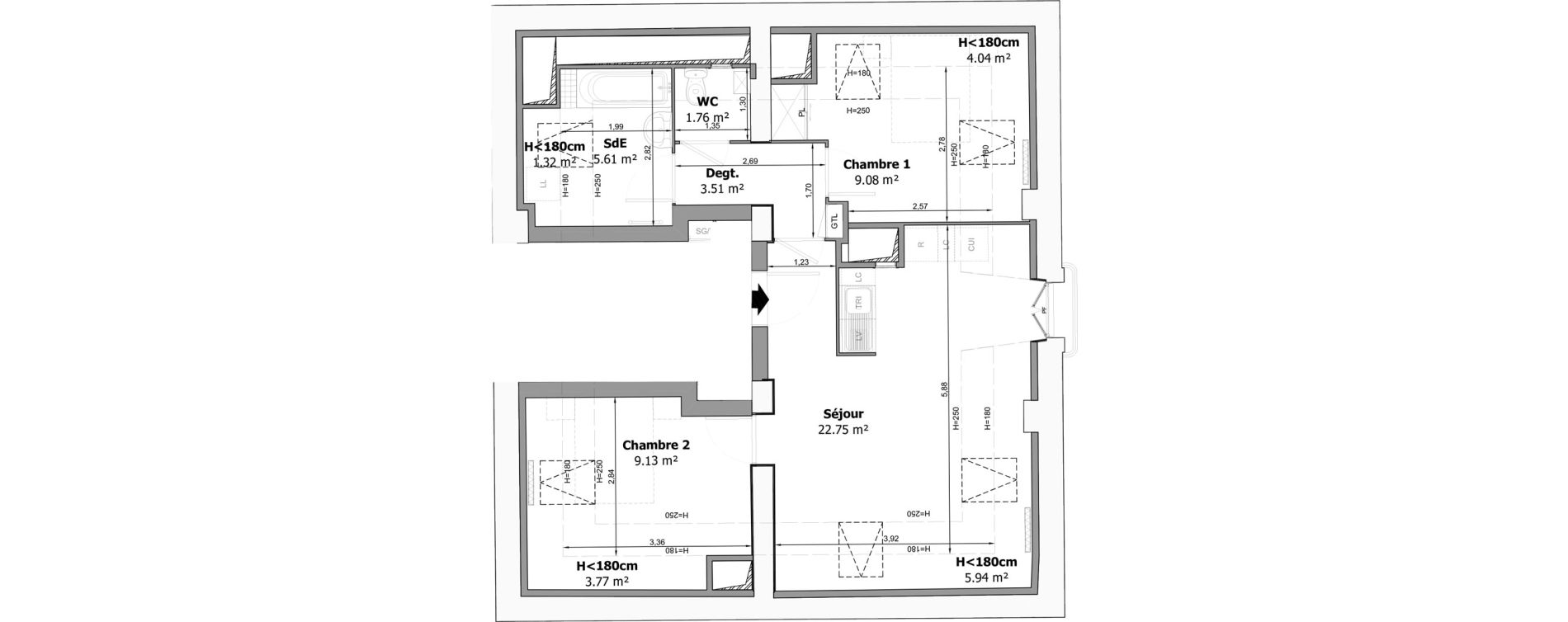 Appartement T3 de 51,84 m2 &agrave; Pomponne Centre