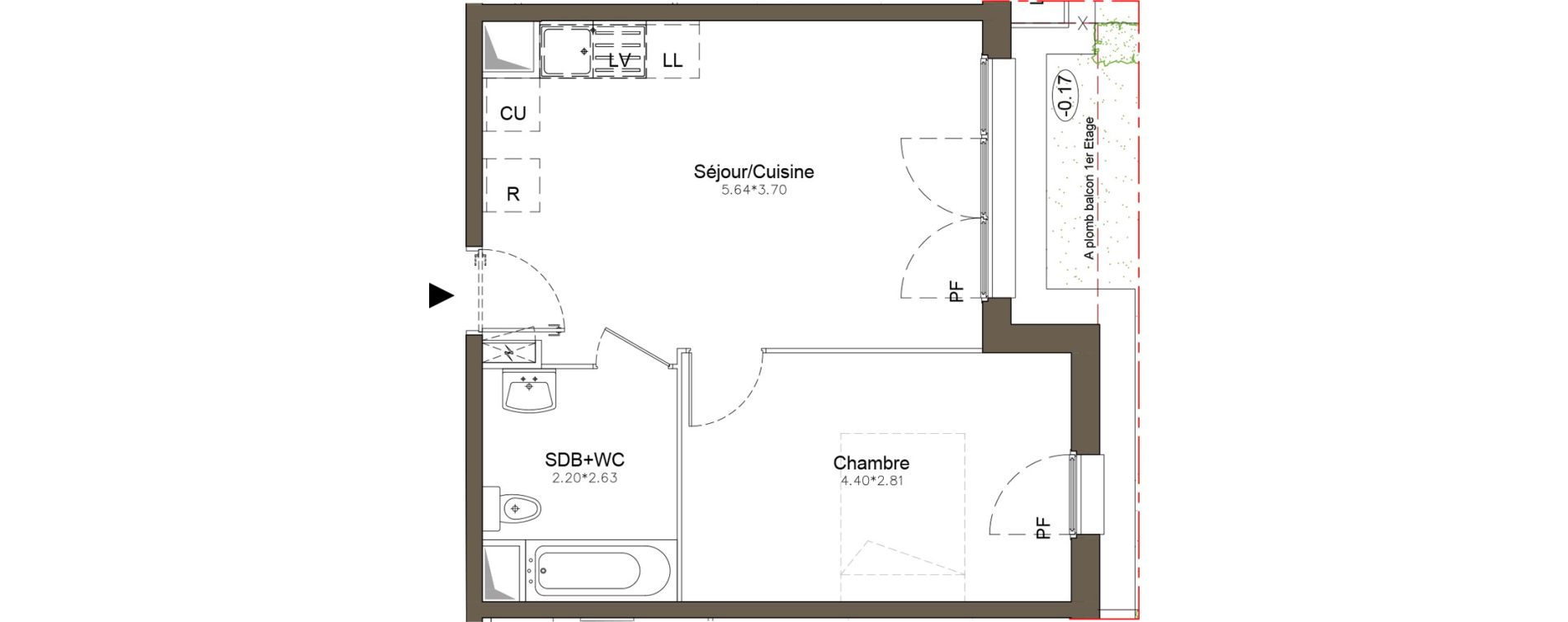Appartement T2 de 38,47 m2 &agrave; Pomponne Centre