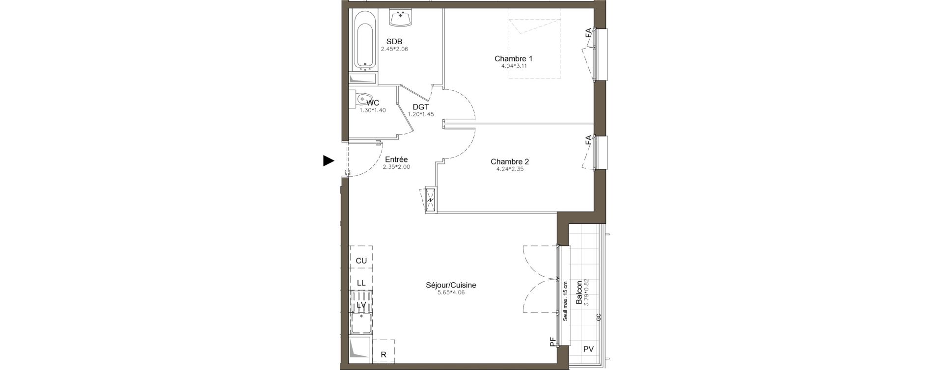 Appartement T3 de 57,74 m2 &agrave; Pomponne Centre