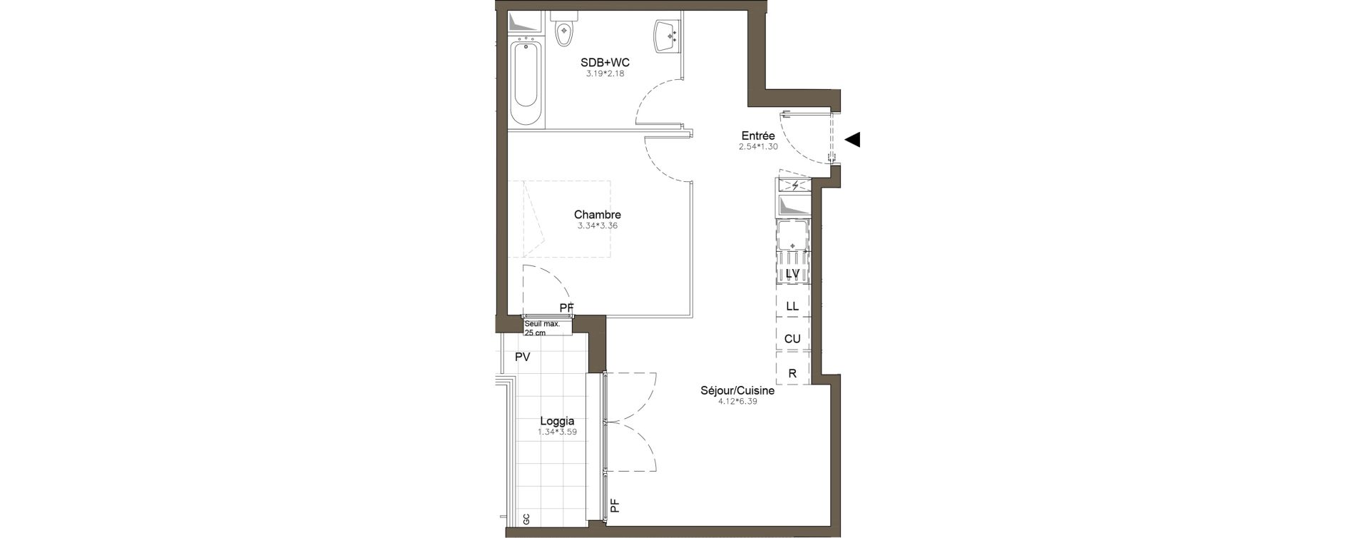 Appartement T2 de 43,82 m2 &agrave; Pomponne Centre