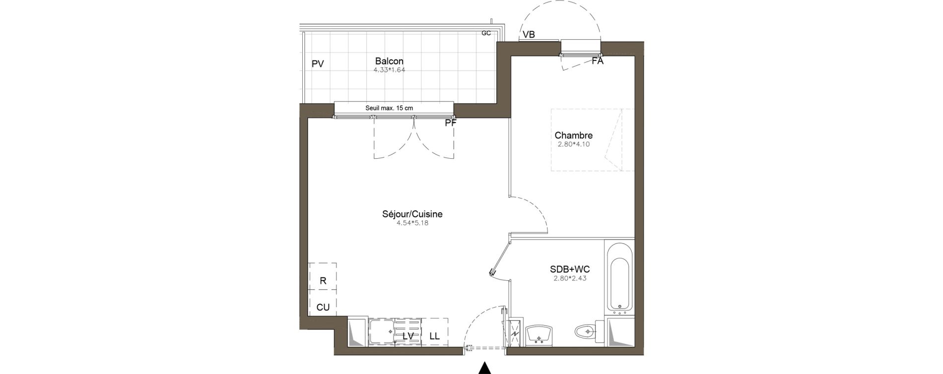 Appartement T2 de 40,22 m2 &agrave; Pomponne Centre