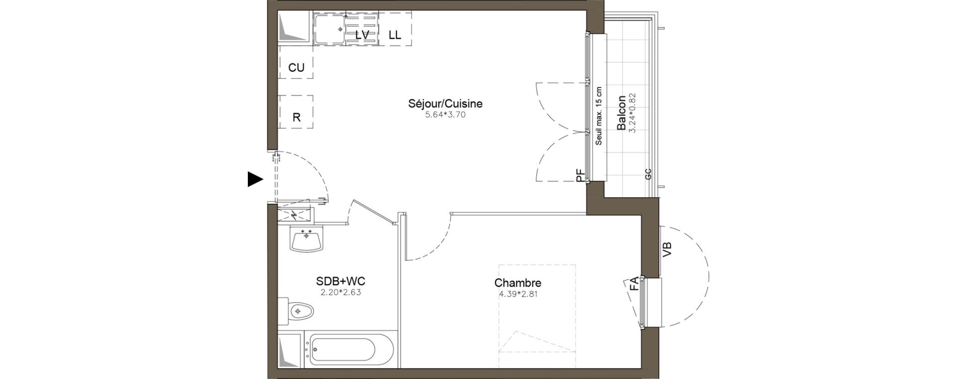 Appartement T2 de 38,47 m2 &agrave; Pomponne Centre