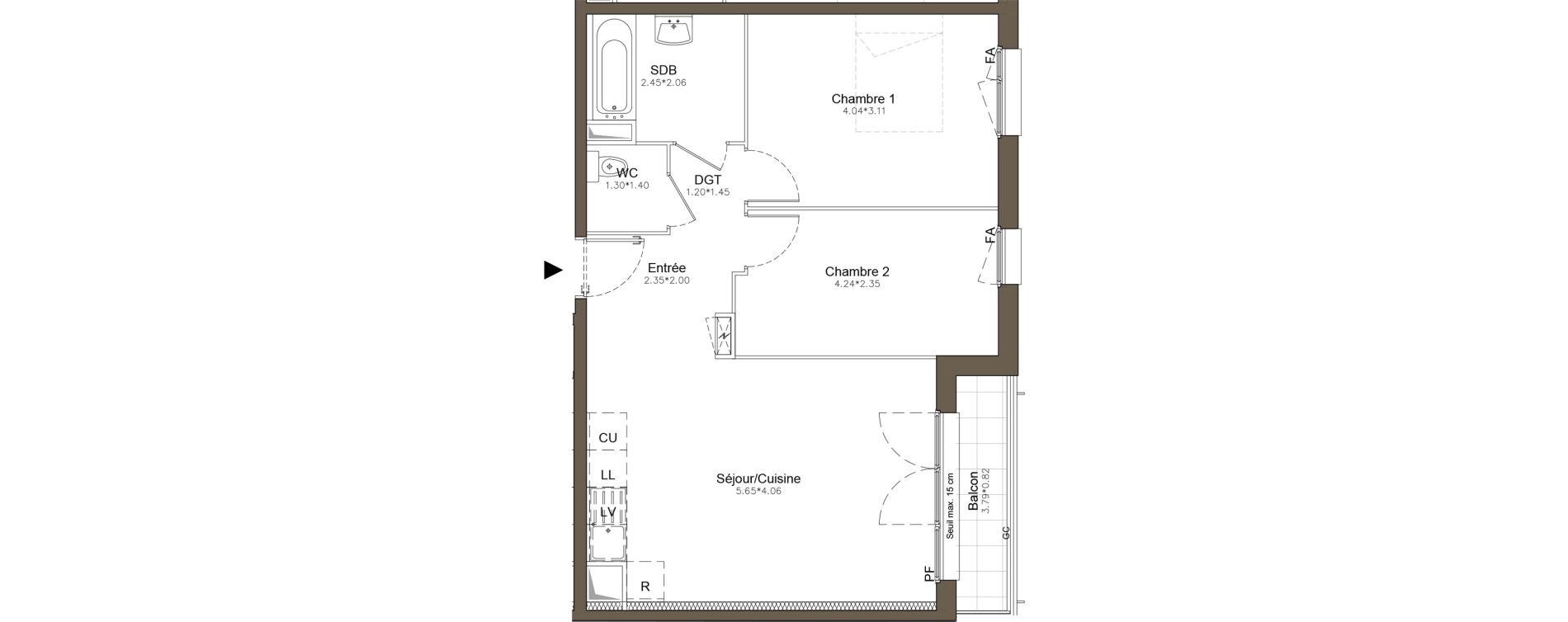Appartement T3 de 57,74 m2 &agrave; Pomponne Centre