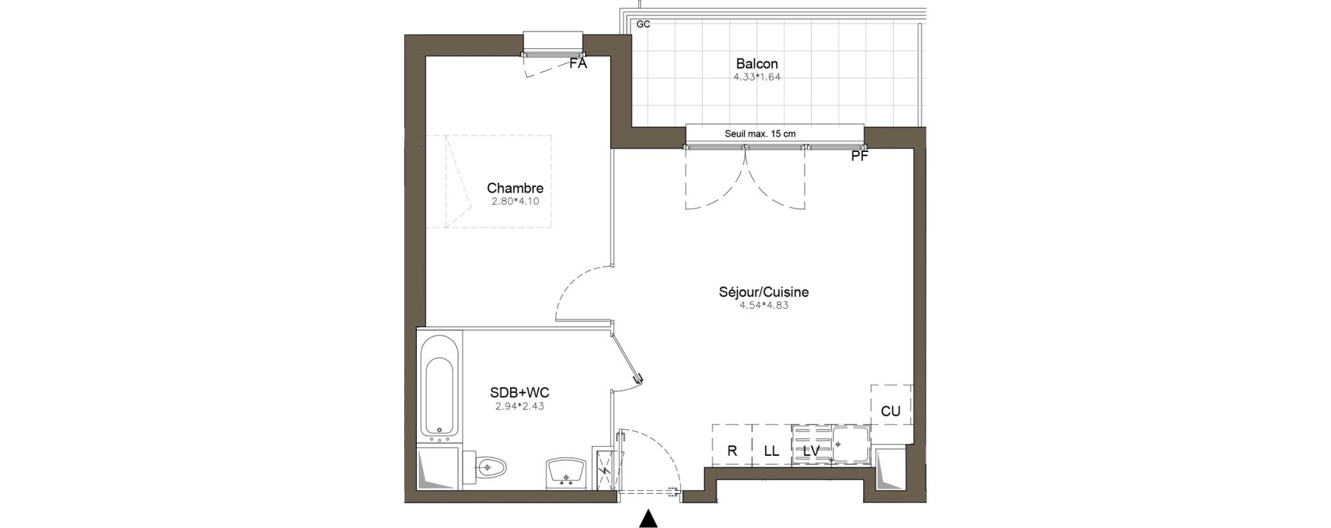 Appartement T2 de 40,11 m2 &agrave; Pomponne Centre