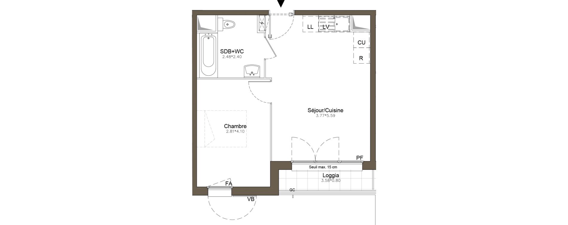 Appartement T2 de 38,04 m2 &agrave; Pomponne Centre