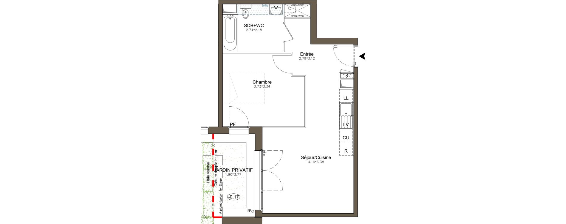 Appartement T2 de 44,45 m2 &agrave; Pomponne Centre