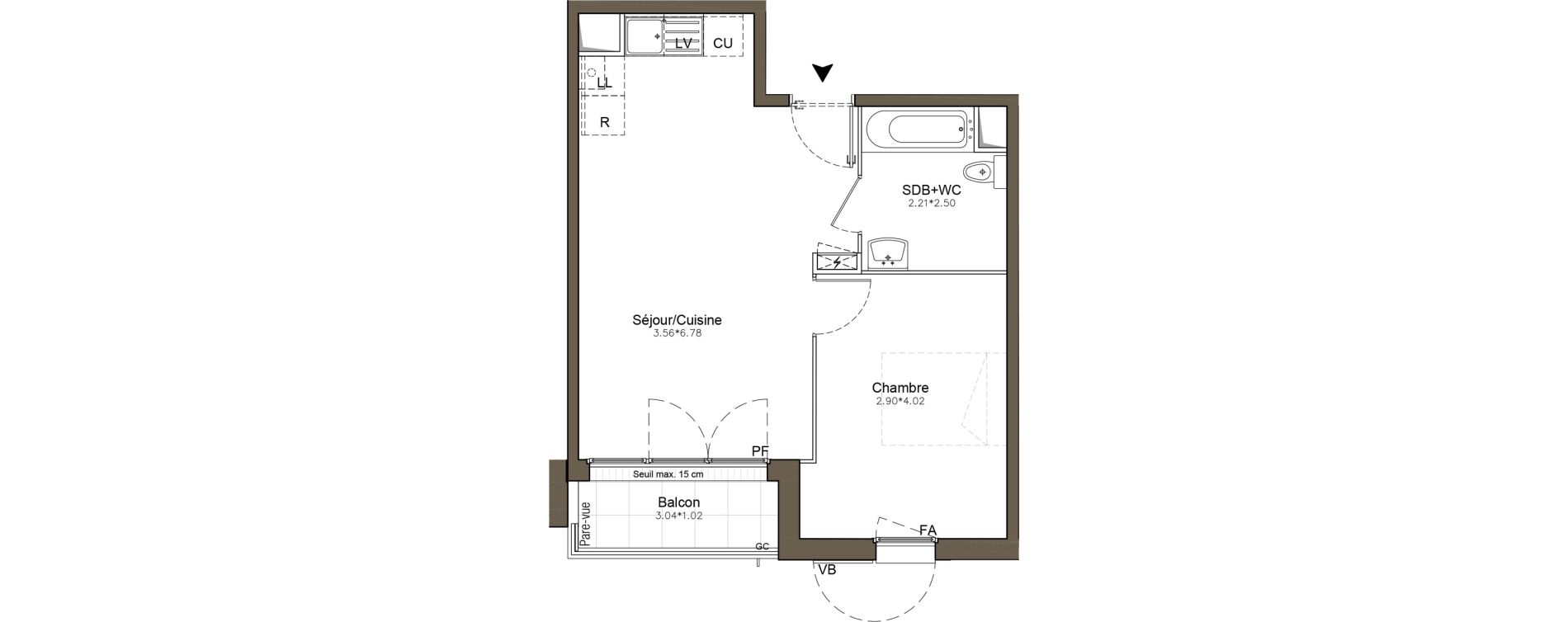 Appartement T2 de 41,10 m2 &agrave; Pomponne Centre