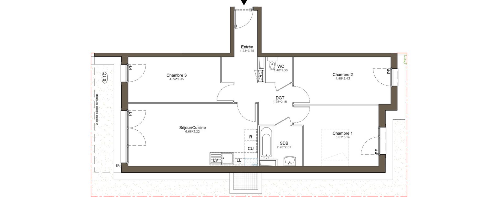 Appartement T4 de 74,50 m2 &agrave; Pomponne Centre